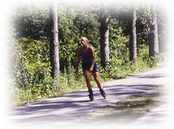 rollerblading on the paved trail at Presque Isle